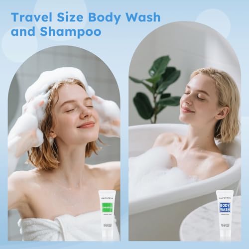 Travel Size Shampoo and Body Wash Bulk Pack of 50,Individually Wrapped 30ml/1 fl oz Small Size Hotel Supplies Portable Toiletries Amenities Bulk for Guests,Travel,Homeless,Charity