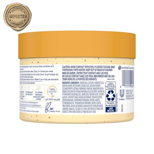 Dove Crushed Almond & Mango Butter Body Scrub - 10.5 oz with Gentle Exfoliation