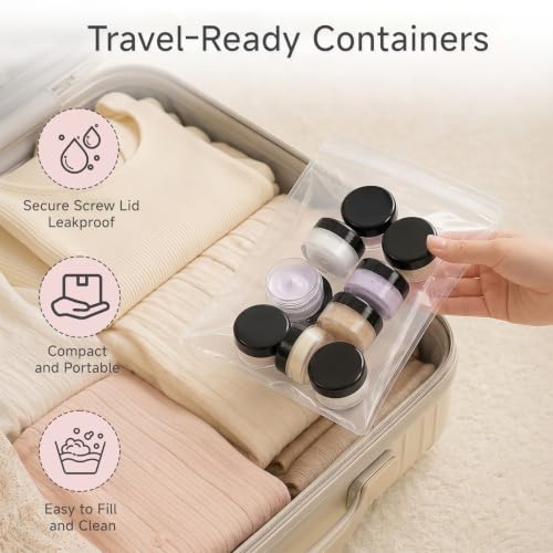 3 Gram Sample Containers with Lids, 200 Count, Black Lid