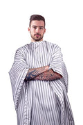 Cricket Route 66 Barber Cape - Hair Cutting Cape with Pinstripe Design, Adjustable Neck, Water-Resistant, Lightweight, Extra Large 58x60 Inches