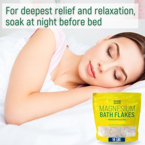 Magnum Solace Magnesium Bath Flakes with Aloe Vera - 10 lbs Dead Sea Salt Soak - Pack of 1