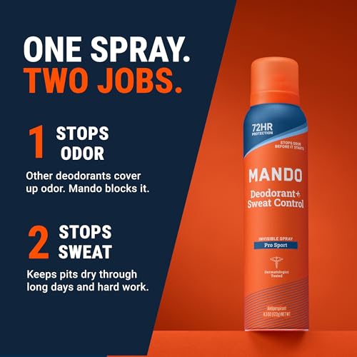 Mando Antiperspirant Deodorant Spray for Men - Pro Sport 4.3 oz Pack of 2