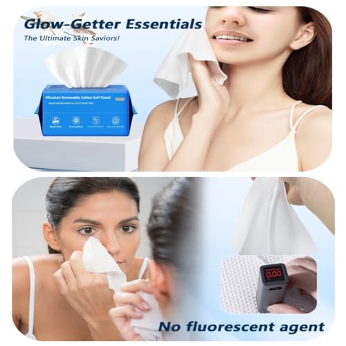 Disposable face towel,MIXUISEE thick and soft face towels,100% cotton facial towel,super thick 130%. Suitable for makeup removal and cleansing, and applicable to sensitive skin. (600 pieces)