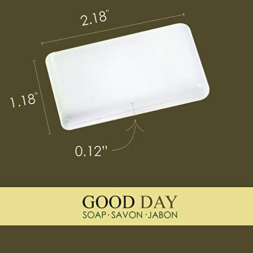 Soap Travel Size Bulk- Hand and Facial Soap - GOOD DAY - 0.5 OZ- 100 White Bars Per Case- Moisturizing - Individually Wrapped for Hotels, Rentals, Charity Donations, spa - Value Pack