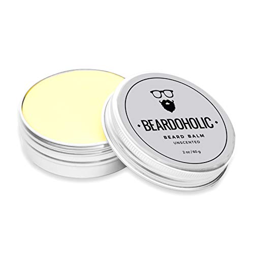 Beardoholic Beard Balm ? 100% Natural With Strong Hold That Lasts All Day - Shapes and Styles Beard With Ease ? Eliminate Itch and Dandruff ?Unscented, 2 oz (60 g Size of Container)