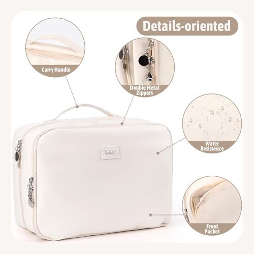 PU Leather Waterproof Travel Toiletry Bag with Jewelry Organizer, Hanging Travel Bag for Toiletries,Cosmetic Bags for Women Toiletries Organizer with 4 Compartments Portable Travel Essentials