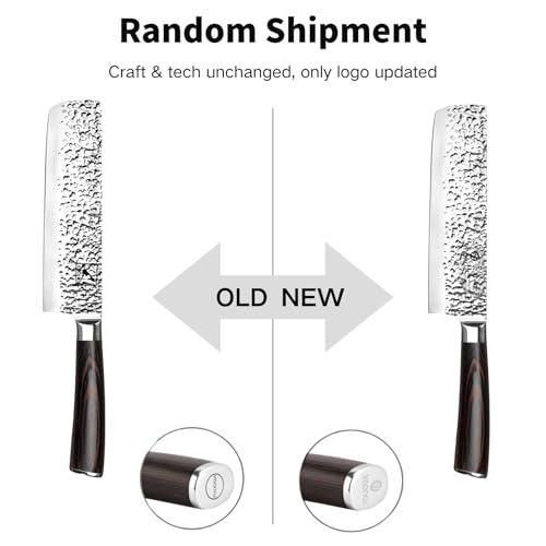 imarku 7 Inch Nakiri Knife - Black with Espresso Brown High Carbon Stainless Steel Veggie Chopper