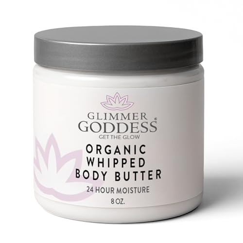 Glimmer Goddess Unscented Whipped Body Butter - Hydrating 8oz for Soft Skin