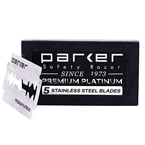 Parker 60R Long Handle Butterfly-Open DE Safety Razor for Men ? Solid Brass, Nickel-Plated Wet Shaving Razor ? Includes 5 Platinum Blades?Close, Comfortable Shave, Reduces Razor Burn & Ingrown Hairs