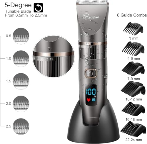 Hatteker Cordless Waterproof Beard Trimmer for Men - Gray