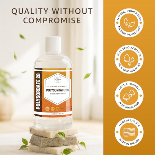 Polysorbate 20 USP Grade - Natural Emulsifier & Solubilizer for Cosmetics & Personal Care, 32oz