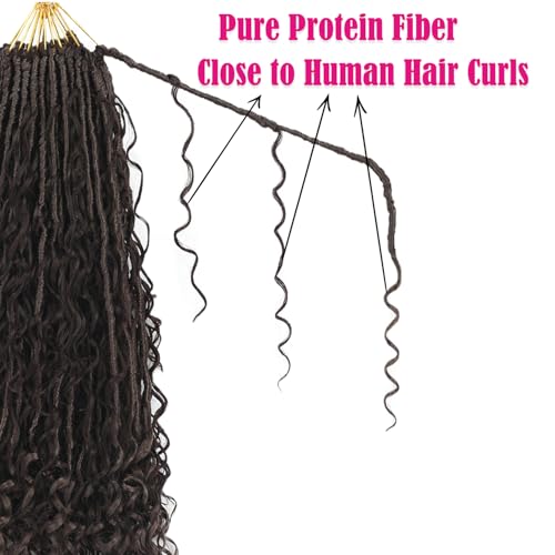 Boho Faux Locs Crochet Hair 18 Inch - 9 Pack Pre-Looped Goddess Locs for Natural Look