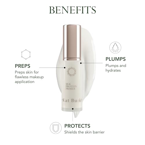 Kat Burki Silk Protein Primer with Botanical Hyaluronic Acid, Irish Sea Moss & Silk Amino Proteins, Hydrates, Smooths & Protects Skin, Silicone-Free, 1 Fl Oz