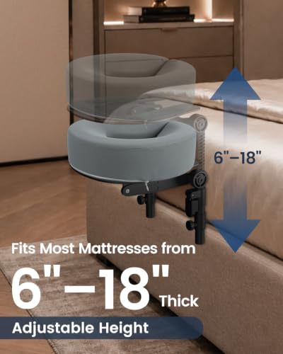 Massage Headrest for Bed - Adjustable Height Face Cradle for Home Spa, Gray, Stone Gray Variation