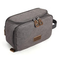 Gonex Travel Toiletry Bag for Men, Water Resistant Canvas Wide Open Shaving Bag with Wet Dry Compartment, Travel Essentials Toiletries Organizer, Grey