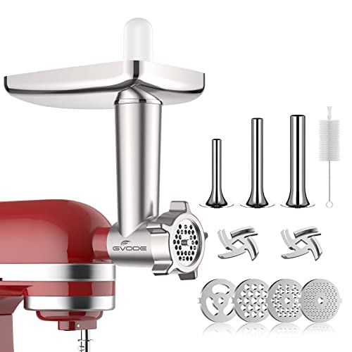 GVODE Metal Meat Grinder Attachment for KitchenAid Stand Mixer - Silver