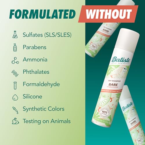 Batiste Dry Shampoo Bare Fragrance 3.81 Oz 3-Pack - Oil Absorbing Hair Refresh