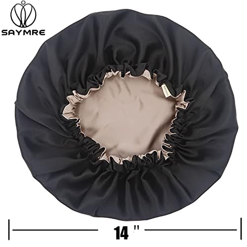 100% Mulberry Silk Lined Bonnet Adjustable Satin Sleep Cap 19 Momme Silk Bonnet for Women Curly,Long Hair Care