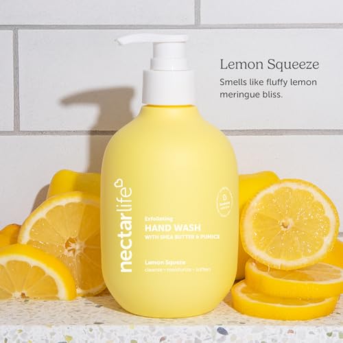 Nectar Life Exfoliating & Moisturizing Hand Wash 3-Pack, Volcanic Pumice for Hand Scrub, Shea Butter Softens Hands, Clean Vegan Ingredients