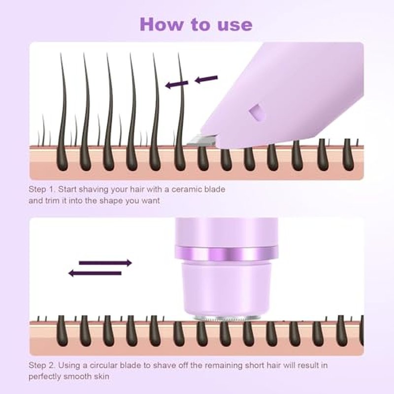 Bikini Trimmer for Women Dual Head,Painless Electric Razors,Bikini Shaver for Pubic Hair, Face, Legs(Grape Purple)