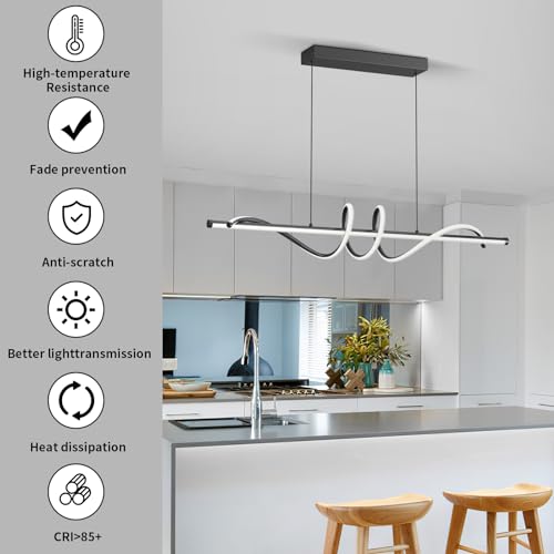 A-Black 39in Dimmable LED Pendant Light with Remote Control, Adjustable Color Temp