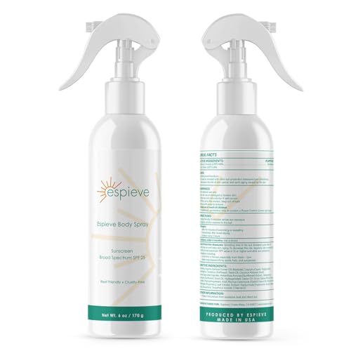 SPF 25 Sunscreen Spray for Face & Body Water-Resistant & Reef Friendly 6 oz