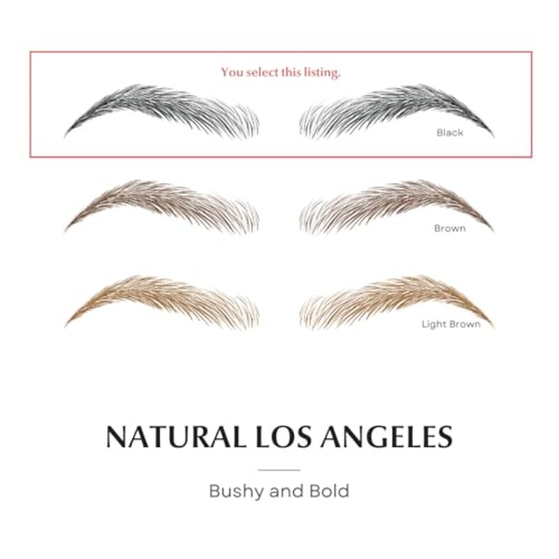 Bliss and Beyond USA | Waterproof Eyebrow Tattoo Stickers. A real hair stroke look. Hair replacement without surgery. Solution for hair loss. Tinted eyebrow tattoos. (New Los Angeles, Natural Black)