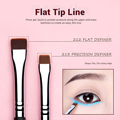 Jessup Eyeliner Brush Set 11pcs - Professional Eye Makeup Brushes, Vegan, Precise Detail for Winged & Smokey Looks - A-Eyeliner Variation