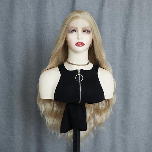 Blonde Long Wavy Synthetic Lace Front Wig with Middle Part - Golden Variation