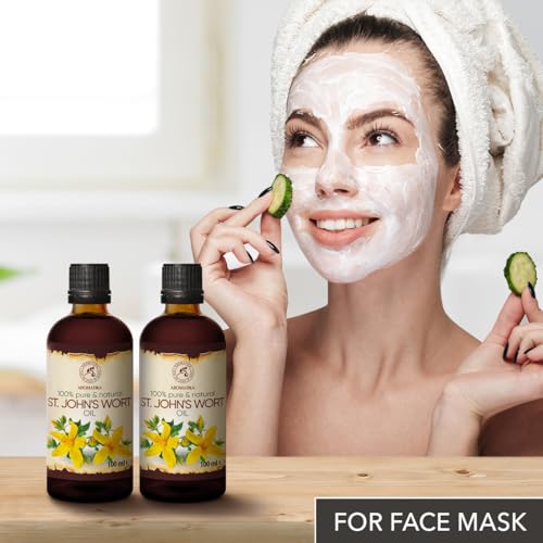 AROMATIKA St Johns Wort Oil 6.8 oz (2 x 3.4 fl oz) - Hypericum Perforatum Carrier Oil for Skin Hair & Body