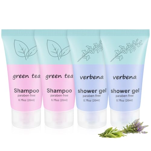 Travel Size Body Wash and Shampoo Bulk 0.7fl Oz,Travel Size Shower Gel Set£¬Shampoo Bulk Travel Size ,Hotel Supplies for Guests Vacation Homeless Hotel (pack of 60)