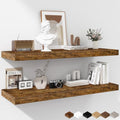 Rustic Brown Floating Shelves 36 Inch - Deep & Thick Wall Storage Set for Living Room & Kitchen - 2 Pack