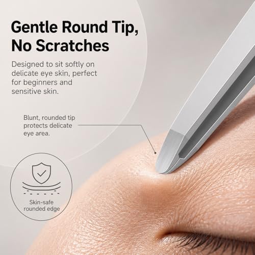 Premium Stainless Steel Tweezers with Rounded Tip for Gentle Hair Removal