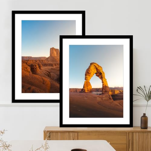 Black 20x24 Inch Picture Frame Set of 4 - Rustic Wood Style with Mat