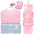 Pink Hanging Toiletry Bag for Women, Large Hanging Toiletry Bags for Traveling Women, Hanging Travel Toiletry Bag Women's Makeup Organizer for Cosmetics, Cute Large Toiletry Bags for Women Bathroom