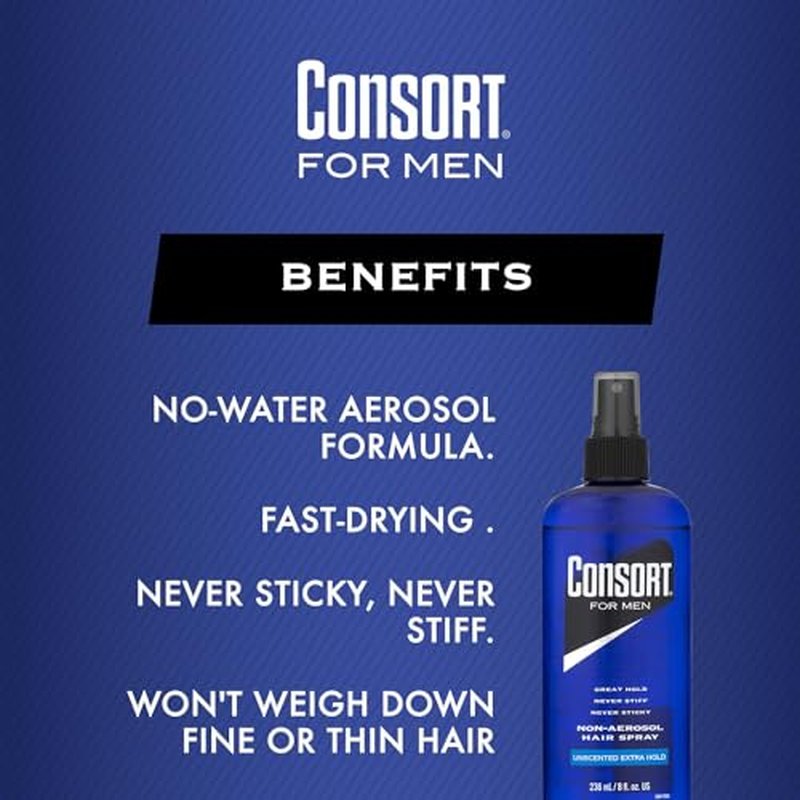 Consort Hair Spray 8 Ounce Unscented X-Hold Pump Non-Aero (Pack of 2)