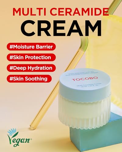 Multi Ceramide Moisturizer Cream - Hydrating Vegan Korean Skin Care for Sensitive Skin - 50ml / 1.7 Fl oz