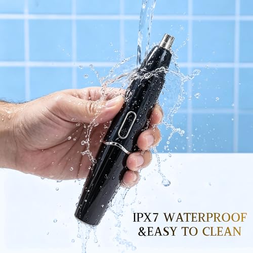 Black 5-in-1 Nose Hair & Facial Trimmer for Men, USB-C Rechargeable Waterproof Grooming Kit