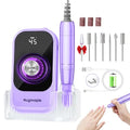 Professional Electric Nail Drill File, HUGMAPLE 45000RPM Portable E-File Machine with Bits & Base, Cordless Rechargeable Nail Drill Kit for Shaping, Removing & Polishing Gel Nails Salon Home (Purple)