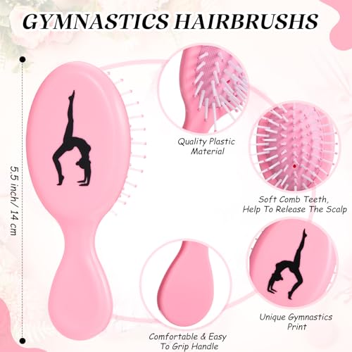Pink Gymnastics Hair Ties & Hairbrush Set for Girls and Women - 36 Pack