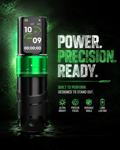 Poseidon Wireless Tattoo Gun Kit with 2 Batteries - Green Variation