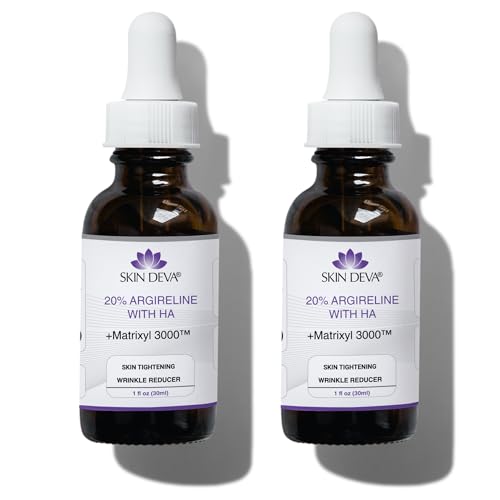 SKIN DEVA 20% Argireline Serum with Matrixyl 3000 Pure Hyaluronic Acid Serum For Face Deep Wrinkle Reducer Anti Aging Tones Skin and Stimulates Collagen Peptides Serum For Face - Pack of 2