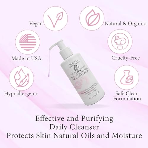 Florencia Botanical Peptide Oxygen Cleanser - Oil-Free Daily Foaming Gel Face Wash for Dry, Oily, or Sensitive Skin - With Peptides, Botanicals, Glycoproteins - Revitalizing Cleanser, 6 oz
