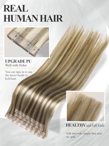 Hanne Fashion Highlight Blonde 16 Inch Micro Bead Human Hair Extensions P60 4Pcs Glueless Weft