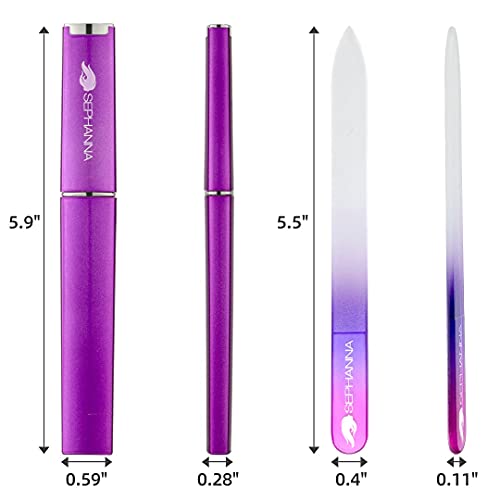 Crystal Glass Nail File with Case Pack 6, Professional Nail Files, Czech Glass Nail File Double Sided Glass Fingernail Files for Natural & Acrylic Nail Care, Nail Tool Home & Saloon Travel Friendly