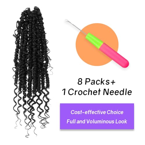 Natural Black 12 Inch Boho Crochet Passion Twist Hair - Pre-Looped 8 Packs