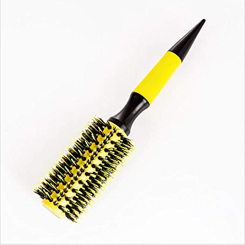 Yellow Thermal Round Boar Bristle Hair Brush Set for Styling & Scalp Massage - 6 Pieces