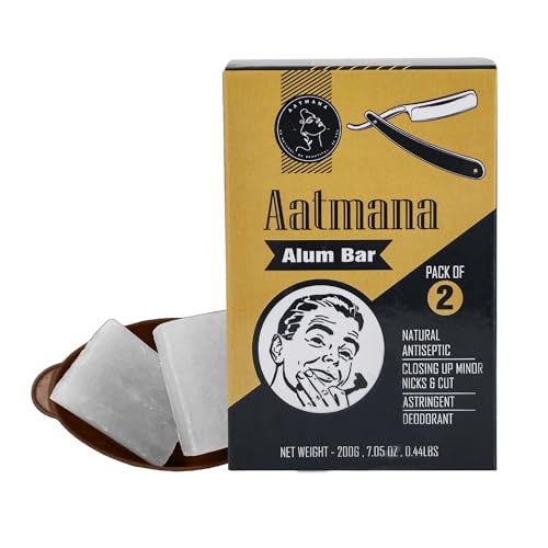 Shaving Alum Bar 100g x 2 | Premium Quality Potassium Alum Bars, 3.53oz Each | Stops Bleeding Due to Minor Nicks & Cuts After Shaving | Natural Body Deodrant