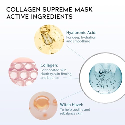 #OOTD 50-Count Vegan Sheet Mask Set with Collagen, Cica, Ceramide, Vitamin C & Retinol – Hydrating & Brightening