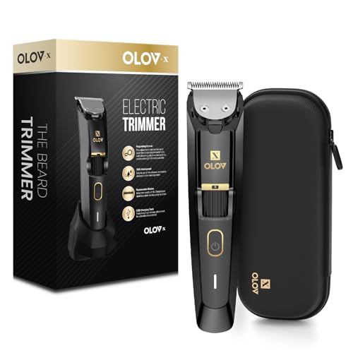 Men's Black Beard Trimmer with 20 Adjustable Lengths, Waterproof Cordless Groomer